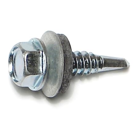 Midwest Fastener Self-Drilling Screw, #14 x 1 in, Zinc Plated Steel Flange Hex Head External Hex Drive, 250 PK 07989
